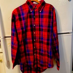 Vintage Men’s Raspberry Cotton Plaid Button Down Shirt Size L Camelot sku5